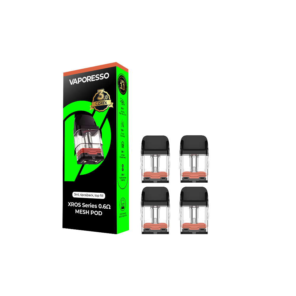 elf bar vape uk Vaporesso XROS Series 0.6Ω Mesh Pod（COREX 3.0）3ML 4pcs Compatible with XROS  4 Kit/ main image 0